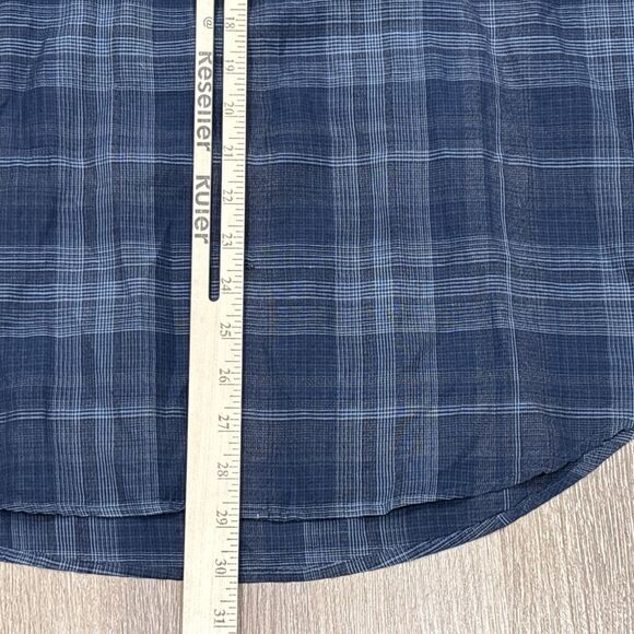 John Varvatos Shirt Mens Medium Blue Plaid Linen Cotton Long Sleeve Button Front - Picture 5 of 9